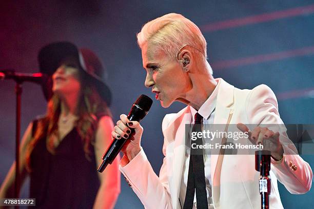 Singer Marie Fredriksson of the Swedish band Roxette performs live during a concert at the O2 World on June 27, 2015 in Berlin, Germany.