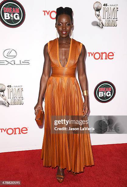 Actress Lupita Nyong'o attends the 45th NAACP Image Awards at Pasadena Civic Auditorium on February 22, 2014 in Pasadena, California.