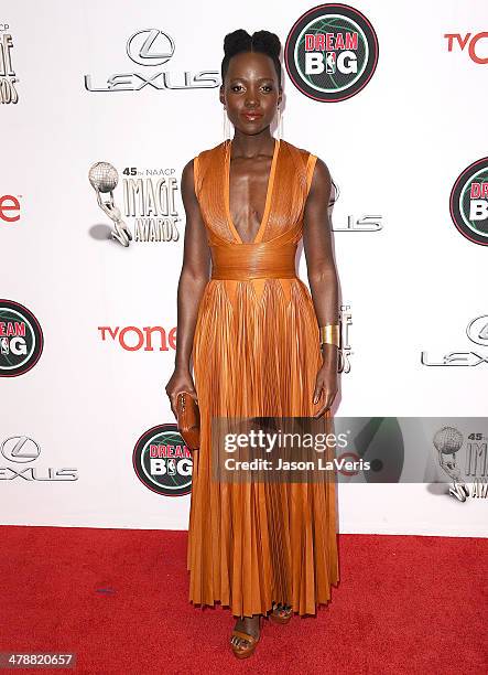 Actress Lupita Nyong'o attends the 45th NAACP Image Awards at Pasadena Civic Auditorium on February 22, 2014 in Pasadena, California.