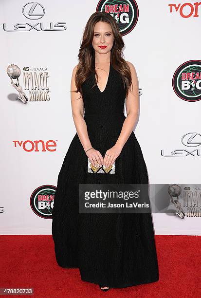 Actress Katie Lowes attends the 45th NAACP Image Awards at Pasadena Civic Auditorium on February 22, 2014 in Pasadena, California.