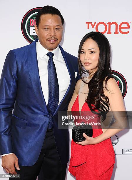 Actor Terrence Howard and wife Miranda "Mira" Christine Pak attend the 45th NAACP Image Awards at Pasadena Civic Auditorium on February 22, 2014 in...