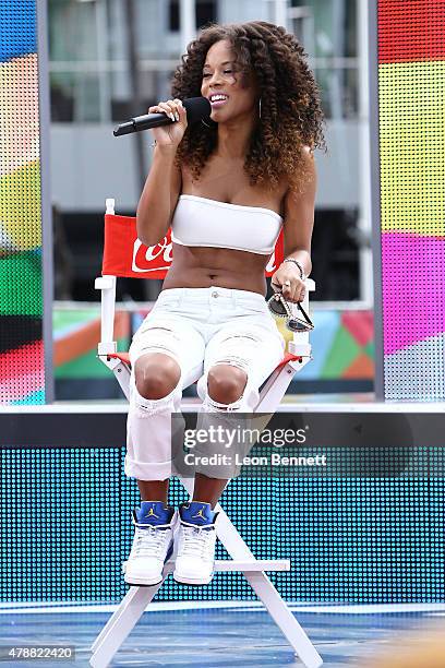 Actress Serayah attend the BET & Make A Wish Foundation Recipients at the BET Experience At LA. Live Day 2- Weekend Events on June 27, 2015 in Los...