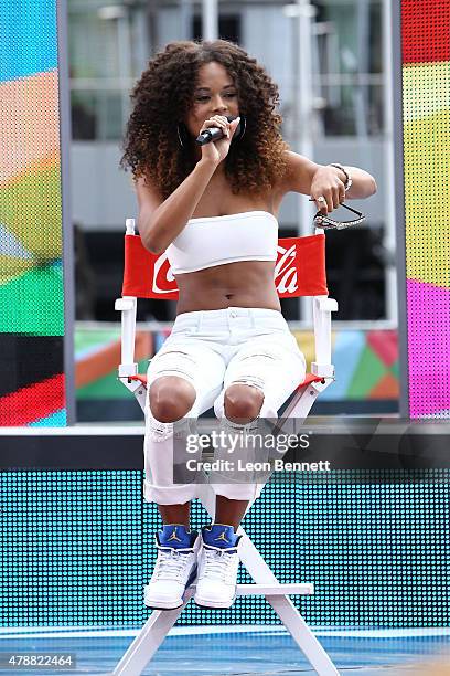 Actress Serayah attend the BET & Make A Wish Foundation Recipients at the BET Experience At LA. Live Day 2- Weekend Events on June 27, 2015 in Los...