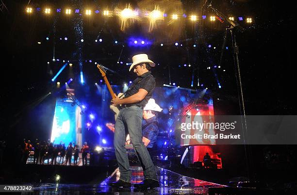 Musician Brad Paisley performs at the 2015 FarmBorough Festival - Day 2 at Randall's Island on June 27, 2015 in New York City.