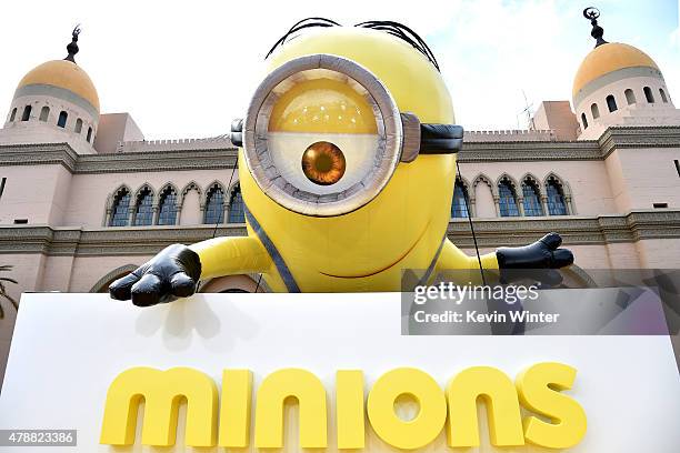 General view is shown at the premiere of Universal Pictures and Illumination Entertainment's "Minions" at the Shrine Auditorium on June 27, 2015 in...