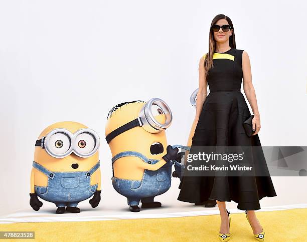 Actress Sandra Bullock arrives at the premiere of Universal Pictures and Illumination Entertainment's "Minions" at the Shrine Auditorium on June 27,...