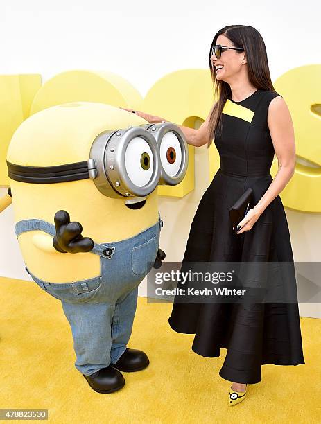 Actress Sandra Bullock arrives at the premiere of Universal Pictures and Illumination Entertainment's "Minions" at the Shrine Auditorium on June 27,...