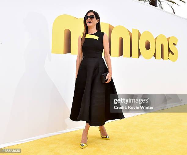 Actress Sandra Bullock arrives at the premiere of Universal Pictures and Illumination Entertainment's "Minions" at the Shrine Auditorium on June 27,...