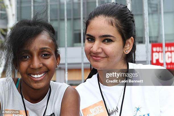 Admena Sembo and Chrystal Aguilera attend the BET & Make A Wish Foundation Recipients at the BET Experience At LA. Live Day 2- Weekend Events on June...