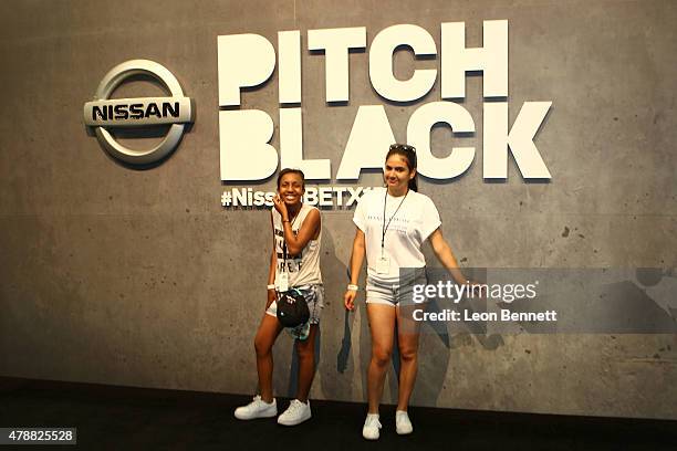 Admena Sembo and Chrystal Aguilera attend the BET & Make A Wish Foundation Recipients at the BET Experience At LA. Live Day 2- Weekend Events on June...