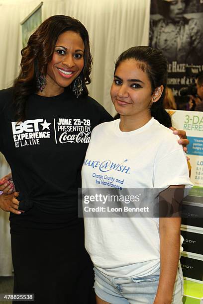 Shica Hagood Little and Chrystal Aguilera attend the BET & Make A Wish Foundation Recipients at the BET Experience At LA. Live Day 2- Weekend Events...
