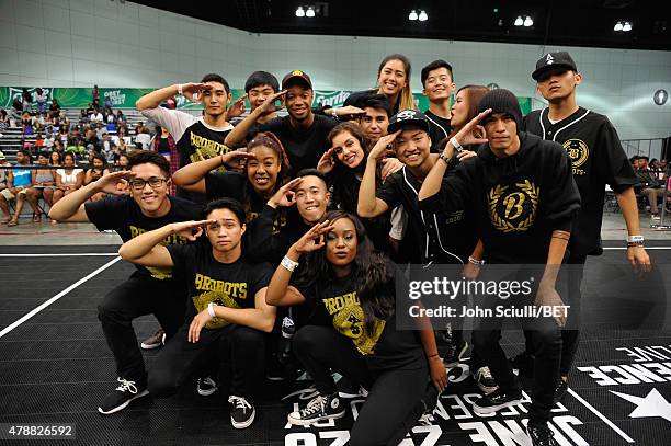 Dance crews attend the dance competition sponsored by King.com during the 2015 BET Experience at the Los Angeles Convention Center on June 27, 2015...
