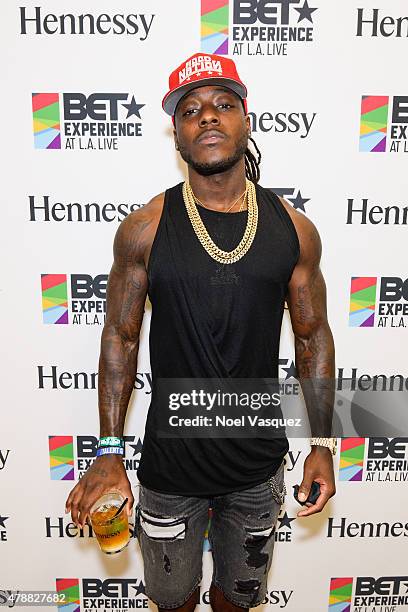Ace Hood attends the official BET Experience gifting suite sponsored by Hennessy at Los Angeles Convention Center on June 27, 2015 in Los Angeles,...