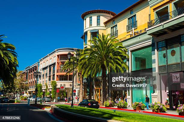 santana row edifícios em san jose, califórnia - san josé califórnia - fotografias e filmes do acervo