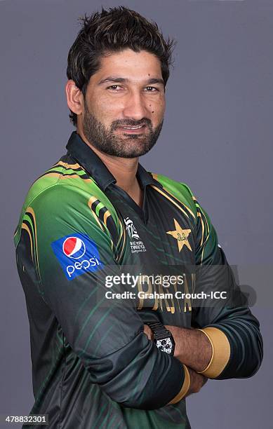 Sohail Tanvir of Pakistan at the headshot session at the Pan Pacific Hotel, Dhaka in the lead up to the ICC World Twenty20 Bangladesh 2014 on March...