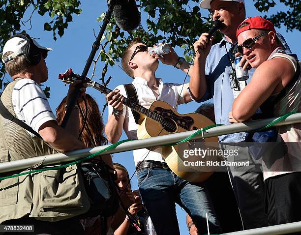 Singer/Songwriter Chase Bryant and Buzz Brainard SiriusXM The Highway visit the campers during the 20th. Anniversaty of Kicker Country Stampede...