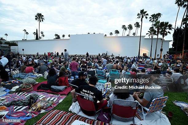 Atmosphere at the Cinespia Screening of "Showgilrs" at the Hollywood Forever Cemetery on June 27, 2015 in Hollywood, California.