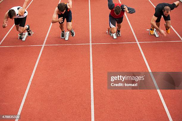 sprinters starting a race - championship day four stockfoto's en -beelden