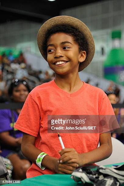 Actor Miles Brown judges the dance competition sponsored by King.com during the 2015 BET Experience at the Los Angeles Convention Center on June 27,...