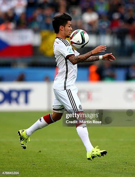 Leonardo Bittencourt of Germany runs with the ball during the UEFA European Under-21 semi final match Between Portugal and Germany at Ander Stadium...