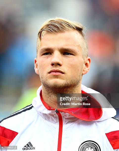 Johannes Geis of Germany looks on before the UEFA European Under-21 semi final match Between Portugal and Germany at Ander Stadium on June 27, 2015...