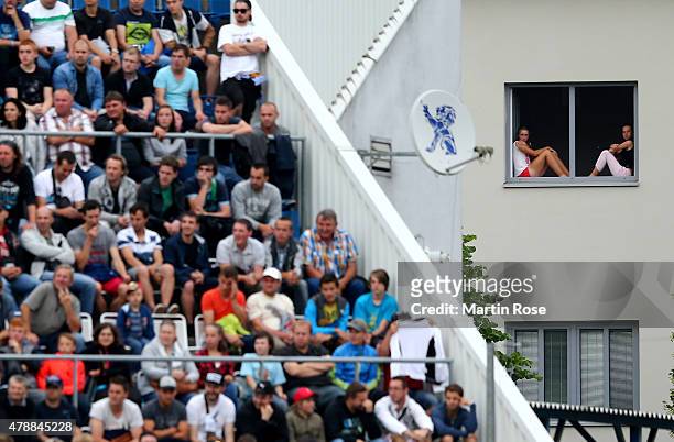 Spectators watching the match during the UEFA European Under-21 semi final match Between Portugal and Germany at Ander Stadium on June 27, 2015 in...