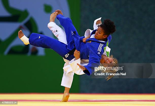 Laetitia Blot of France and Miryam Roper of Germany compete in the Women's Team gold medal match during day sixteen of the Baku 2015 European Games...