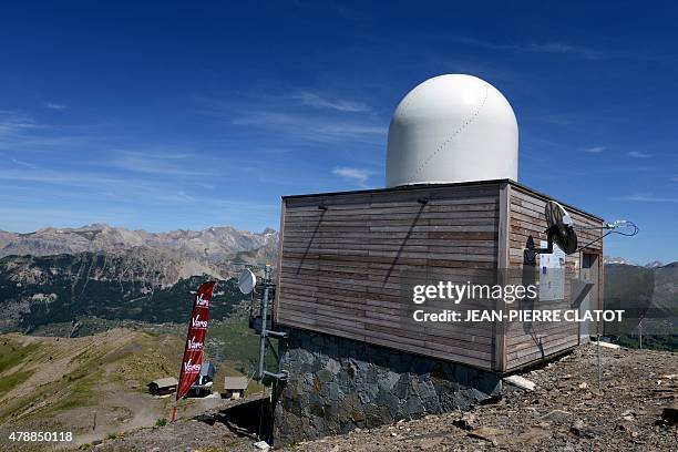 Hydro-meteorological radar of weather forecast service Meteo-France is pictured on June 26, 2015 in Vars, French Alps, at the top of the Mayt peak ,...