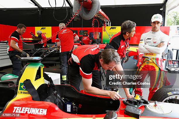 Championship contender Lucas di Grassi of Brazil during second pracctice on Day two of the 2015 FIA Formula E Visa London ePrix Championship at...