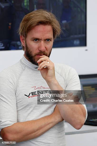 German driver Nick Heidfeld of Venturi Racing during second practice on Day two of the 2015 FIA Formula E Visa London ePrix Championship at Battersea...
