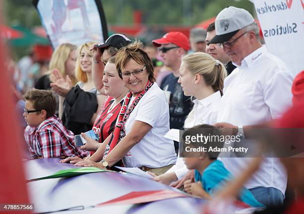 Ingolstadt fans enjoy the activities on the first day of training at Audi Sportpark on June 28, 2015 in Ingolstadt, Germany.