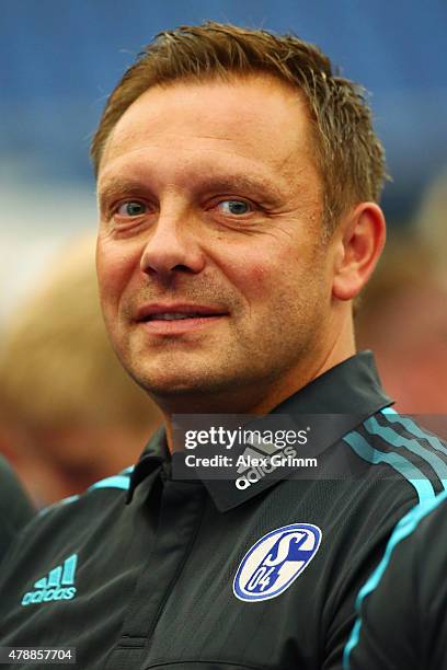 Head coach Andre Breitenreiter looks on during the general assembly of FC Schalke 04 at Veltins-Arena on June 28, 2015 in Gelsenkirchen, Germany.