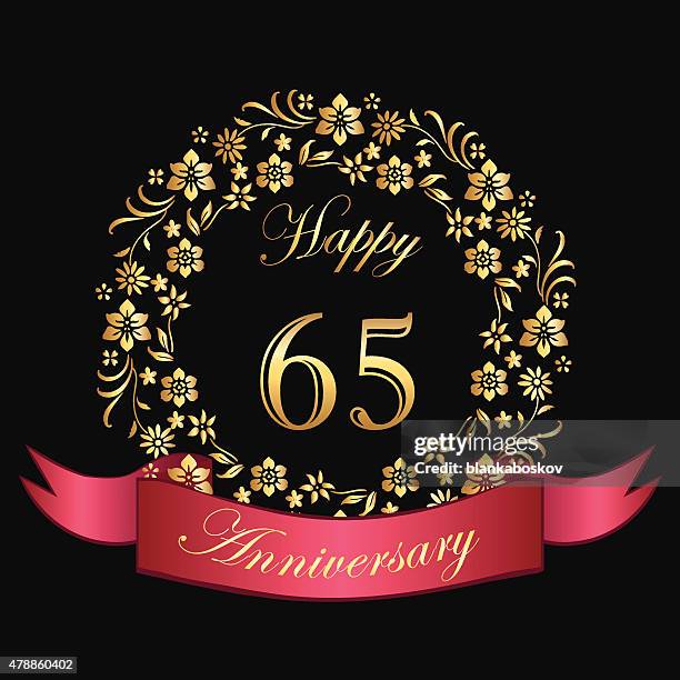 stockillustraties, clipart, cartoons en iconen met happy sixty fifth anniversary card - number 65