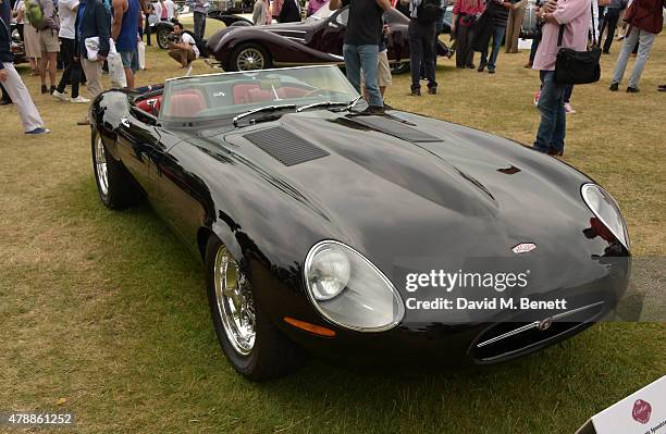 Vintage cars on display at the Carter Style & Luxury Lunch at the Goodwood Festival of Speed on June 28, 2015 in Chichester, England.