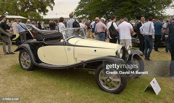 Vintage cars on display at the Carter Style & Luxury Lunch at the Goodwood Festival of Speed on June 28, 2015 in Chichester, England.