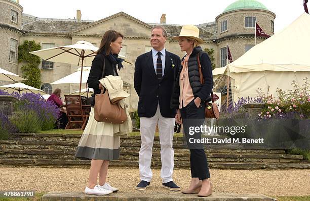 Sarah Chatto, David Linley and Serena Armstrong Jones attend the Carter Style & Luxury Lunch at the Goodwood Festival of Speed on June 28, 2015 in...