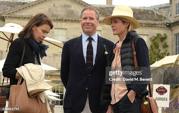 Sarah Chatto, David Linley and Serena Armstrong Jones attend the Carter Style & Luxury Lunch at the Goodwood Festival of Speed on June 28, 2015 in...