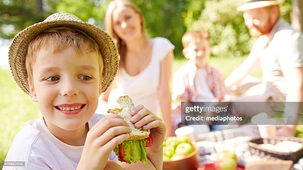 Boy on family picnic