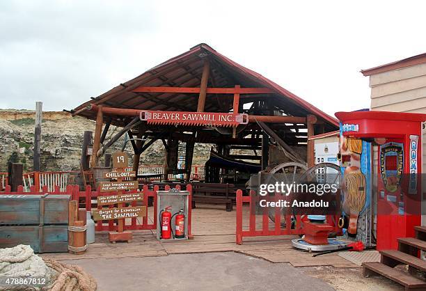 View from Popeye Village, built by director Robert Altman for the movie "Popeye - The sailor" in 1979, is seen in Mellieha, Malta on June 28, 2015....