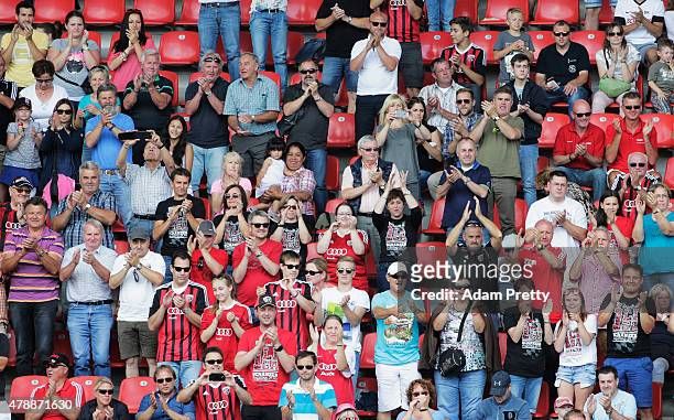 Ingolstadt fans greet the players on the first day of training at Audi Sportpark on June 28, 2015 in Ingolstadt, Germany.
