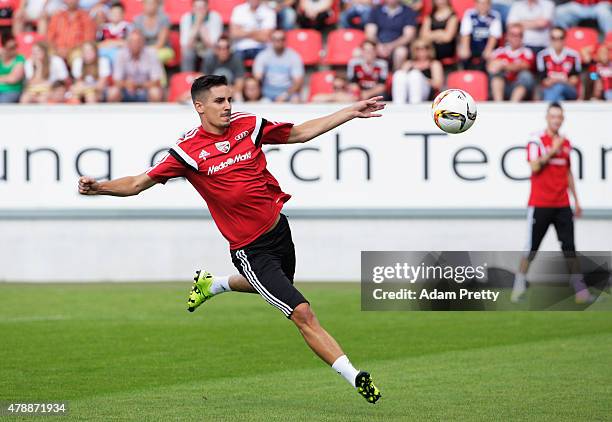 Benjamin Huebner of FC Ingolstadt in action during first day of training at Audi Sportpark on June 28, 2015 in Ingolstadt, Germany.