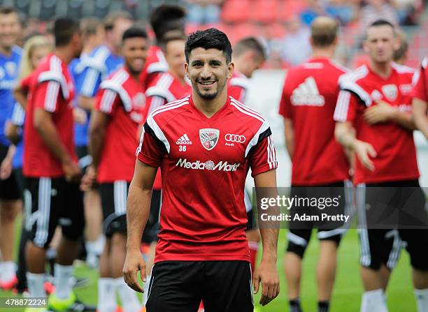 Almog Cohen of FC Ingolstadt greets the fans on the first day of training at Audi Sportpark on June 28, 2015 in Ingolstadt, Germany.