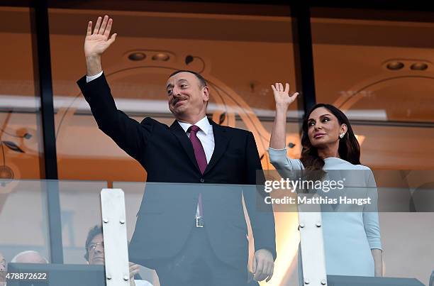 President of Azerbaijan Ilham Aliyev and First Lady of Azerbaijan and Chair of the Baku 2015 European Games Organising Committee, Mehriban Aliyeva...