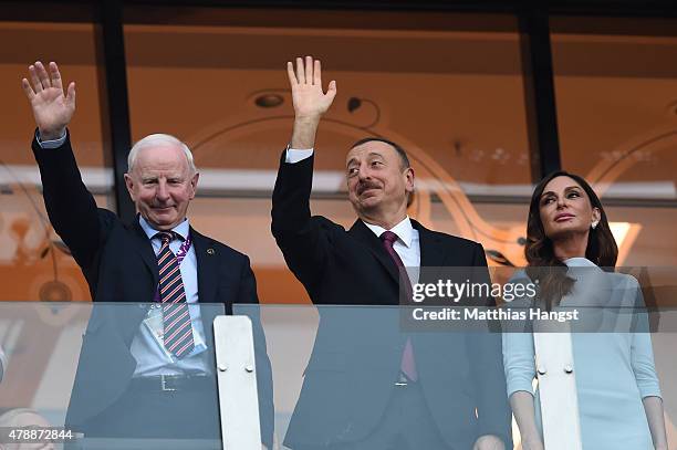 President of the EOC Patrick Hickey, President of Azerbaijan Ilham Aliyev and First Lady of Azerbaijan and Chair of the Baku 2015 European Games...