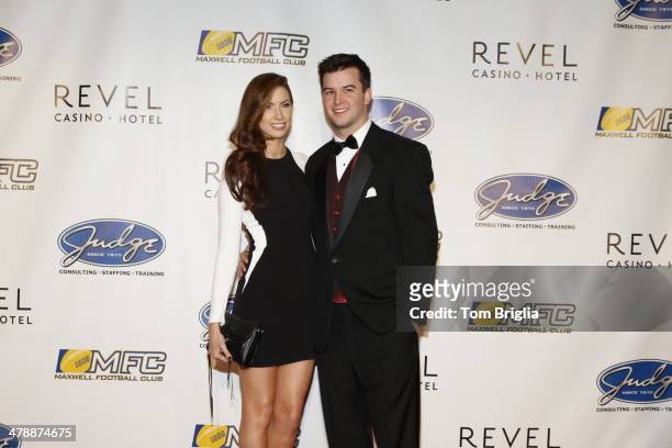 Former Miss Alabama Katherine Webb and University of Alabama Quarterback A.J. McCarron attend the 77th annual Maxwell Awards at Revel Casino on...