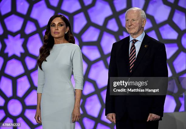 First Lady of Azerbaijan and Chair of the Baku 2015 European Games Organising Committee, Mehriban Aliyeva makes a speech as President of the EOC...