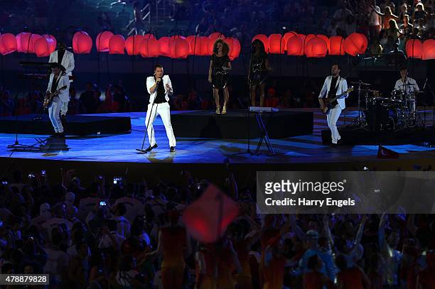 Singer John Newman performs during the Closing Ceremony for the Baku 2015 European Games at Olympic Stadium on June 28, 2015 in Baku, Azerbaijan.