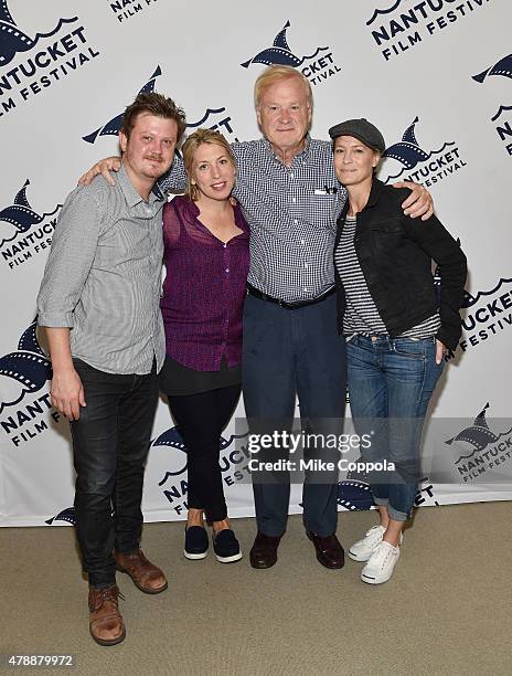 Beau Willimon, Mystelle Brabbee, Chris Matthews, Robin Wright and Kathleen Matthews attend the "In Their Shoes..." event during the 20th Annual...
