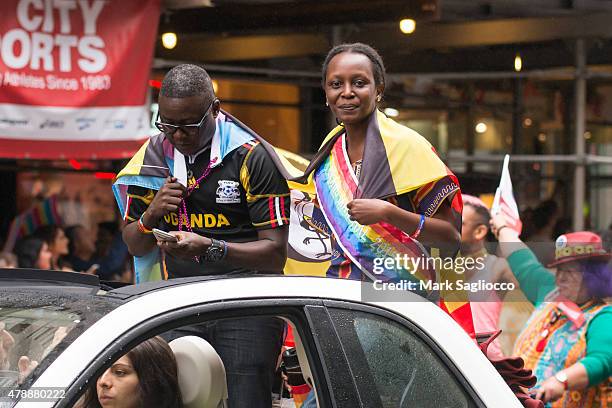 Ugandan Activist Grand Marshall Kasha Jacqueline Nabagesera attends the New York City Pride March on June 28, 2015 in New York City.