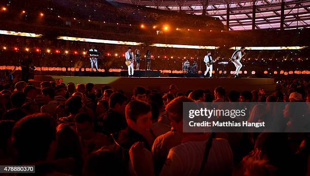 Singer John Newman performs during the Closing Ceremony for the Baku 2015 European Games at Olympic Stadium on June 28, 2015 in Baku, Azerbaijan.